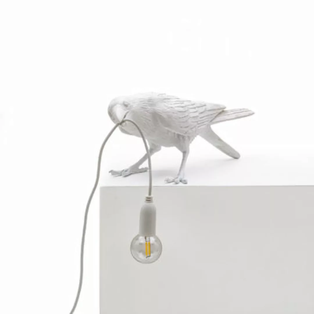 Tischleuchte Bird Playing/ Corbeau joueur plastikmaterial weiß / spielender günstig online kaufen