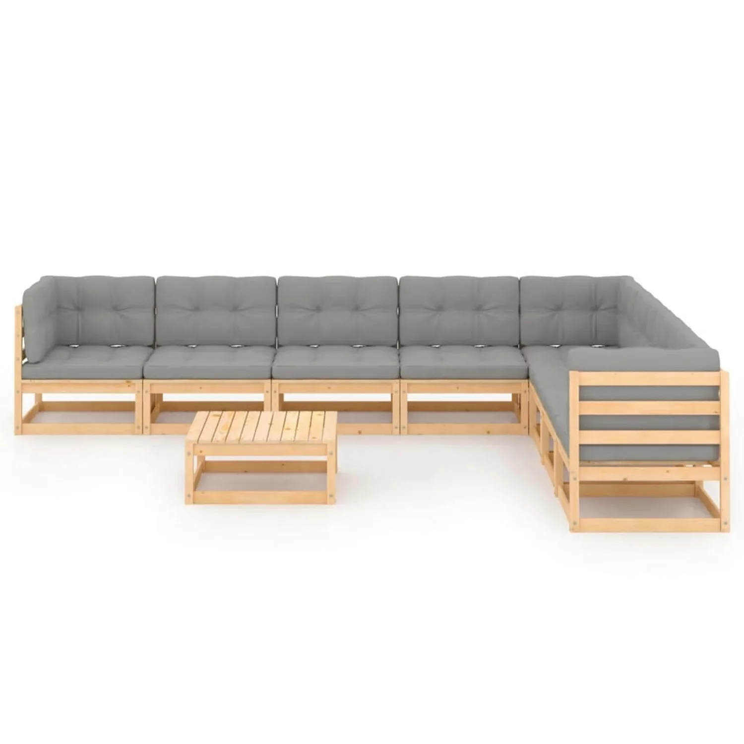 9-tlg. Garten-lounge-set Mit Kissen Massivholz Kiefer günstig online kaufen