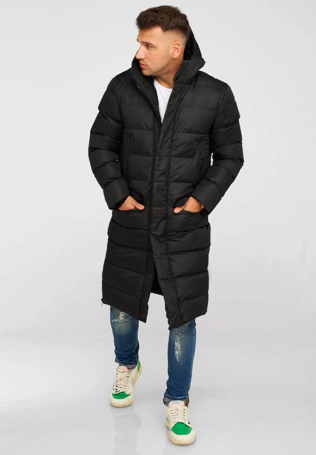 behype Steppjacke "LONGLINE ZIP PARKA", Steppjacke mit Kapuze günstig online kaufen