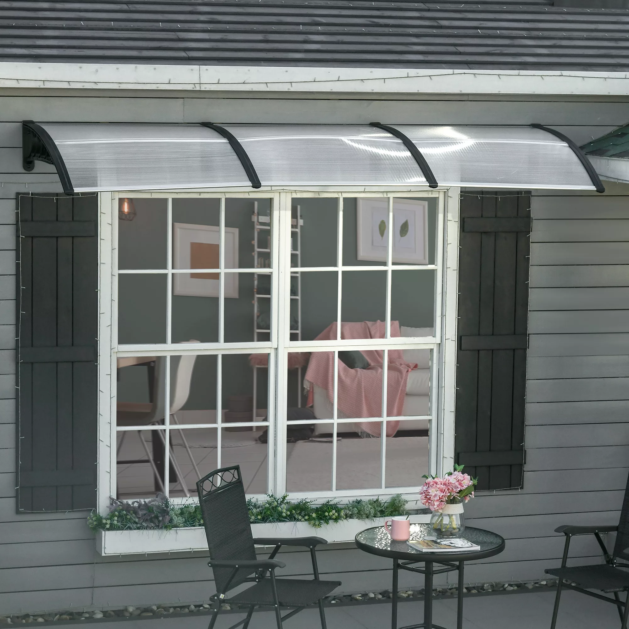 Outsunny Pultvordach Vordach für Haustür 303 x 96 x 27 cm Überdachung mit U günstig online kaufen