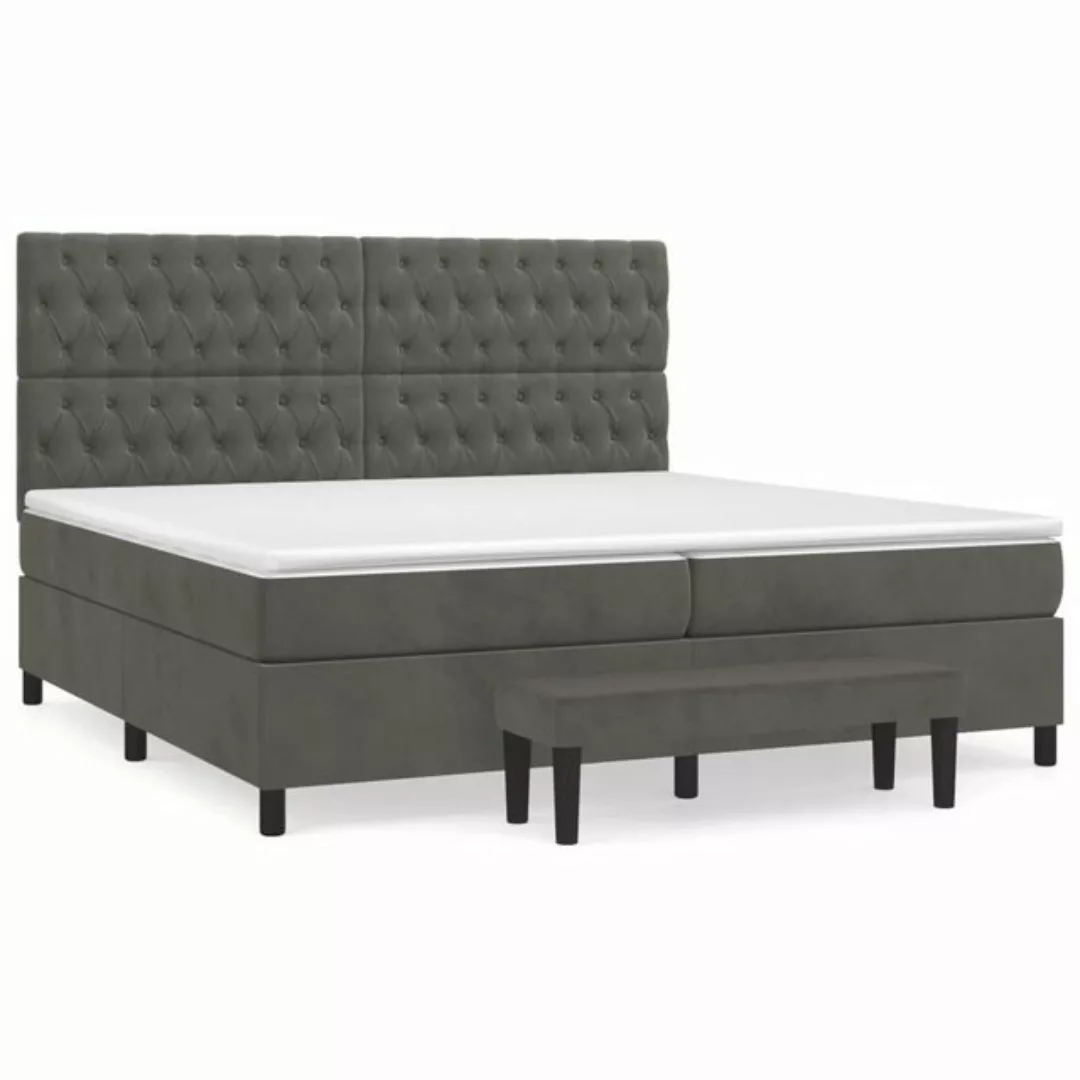 vidaXL Boxspringbett Boxspringbett mit Matratze Dunkelgrau 200x200 cm Samt günstig online kaufen