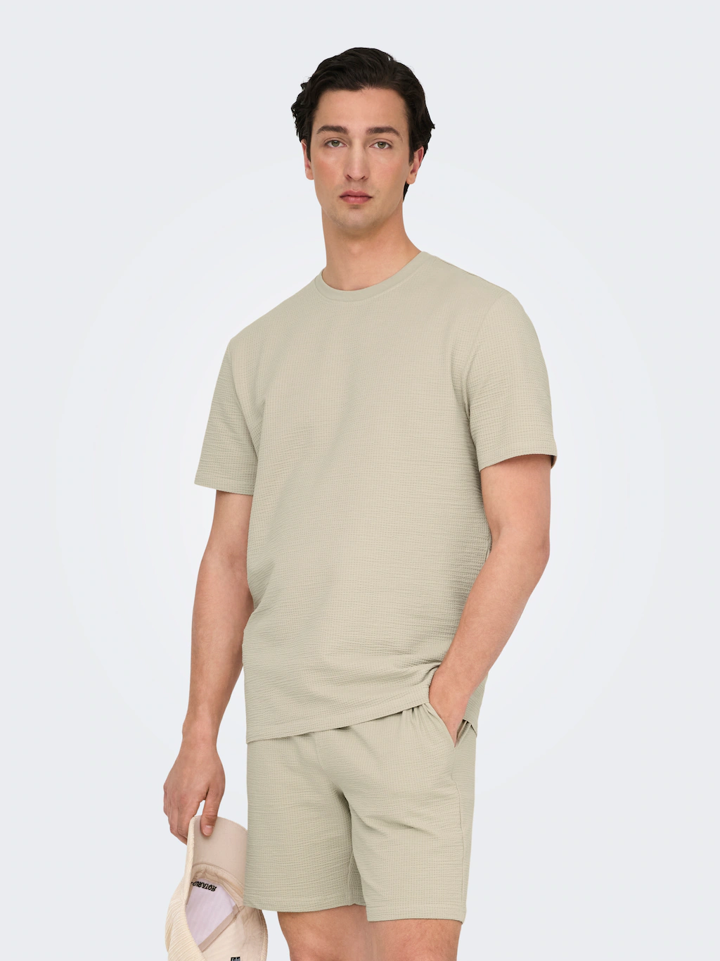ONLY & SONS Rundhalsshirt "ONSKIAN LIFE REG SEERSUCKER SS TEE NOOS" günstig online kaufen