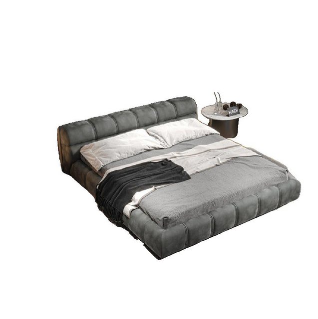 JVmoebel Bett Niedriges Graues Schlafzimmer Bett Designer Doppelbett Modern günstig online kaufen