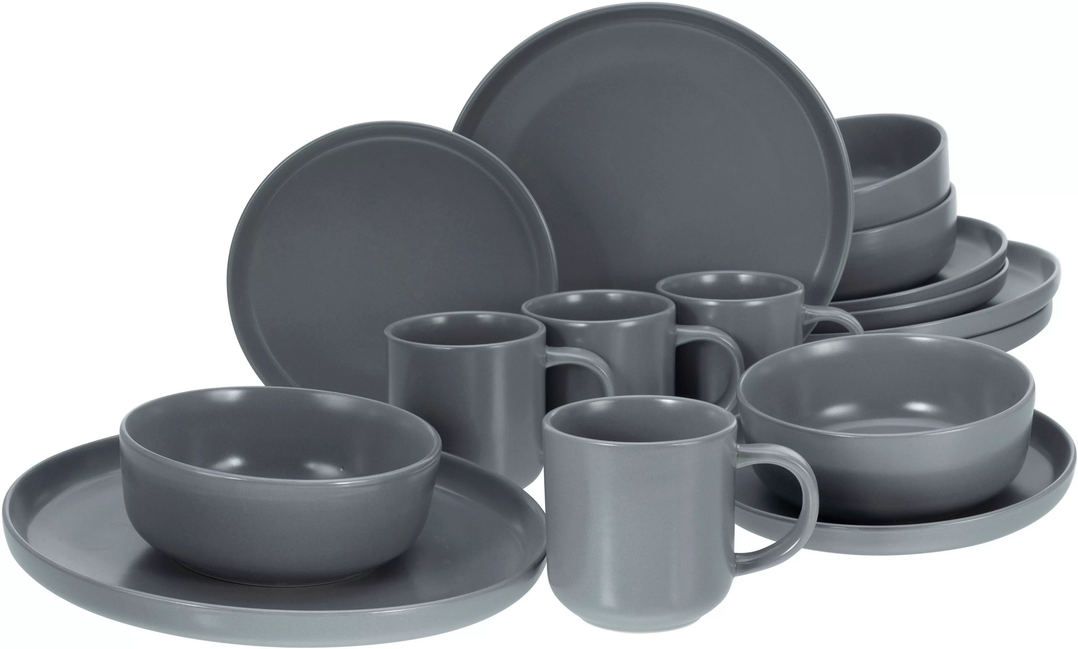 CreaTable Kombiservice »Nordic Grau Matt«, (Set, 16 tlg.), seidenweich mit günstig online kaufen