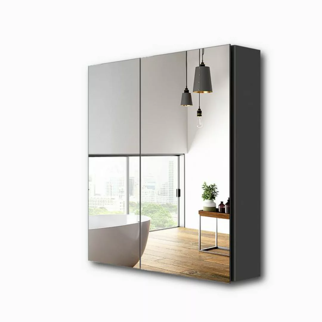 EMKE Spiegelschrank 60X65cm 2-türig Badezimmer Spiegelschrank Verstellbare günstig online kaufen