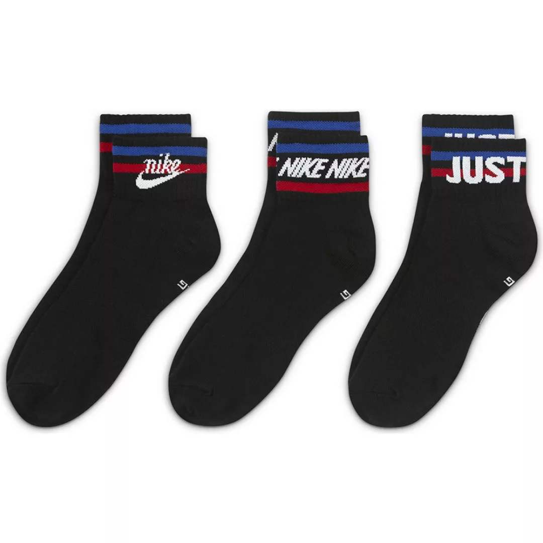 Nike Sportswear Essentials Ankle 3 Paare Socken EU 34-38 Black / White / Ga günstig online kaufen