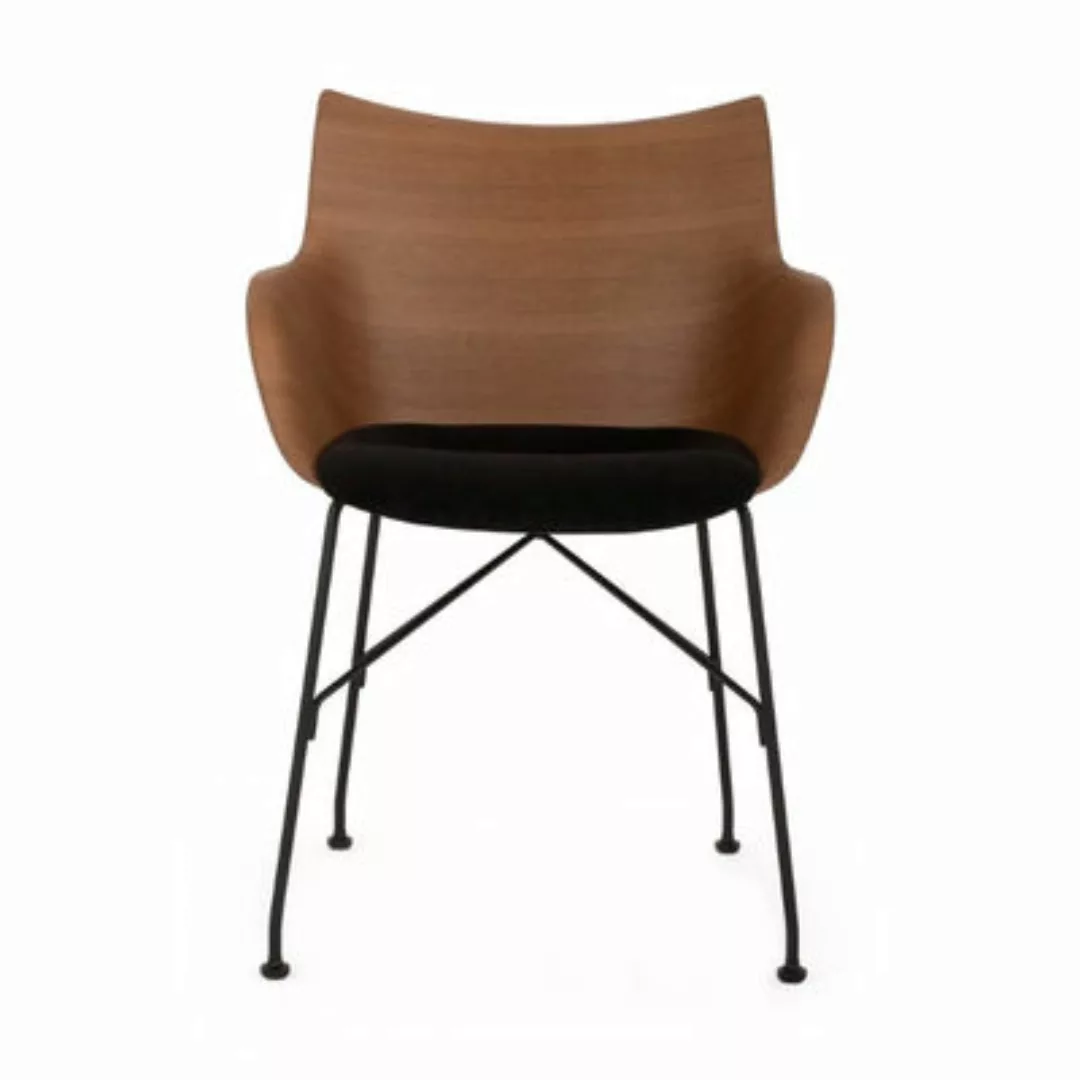 Sessel Q/Wood SOFT holz schwarz / Geformtes Holz & Stoff-Sitzfläche - Karte günstig online kaufen