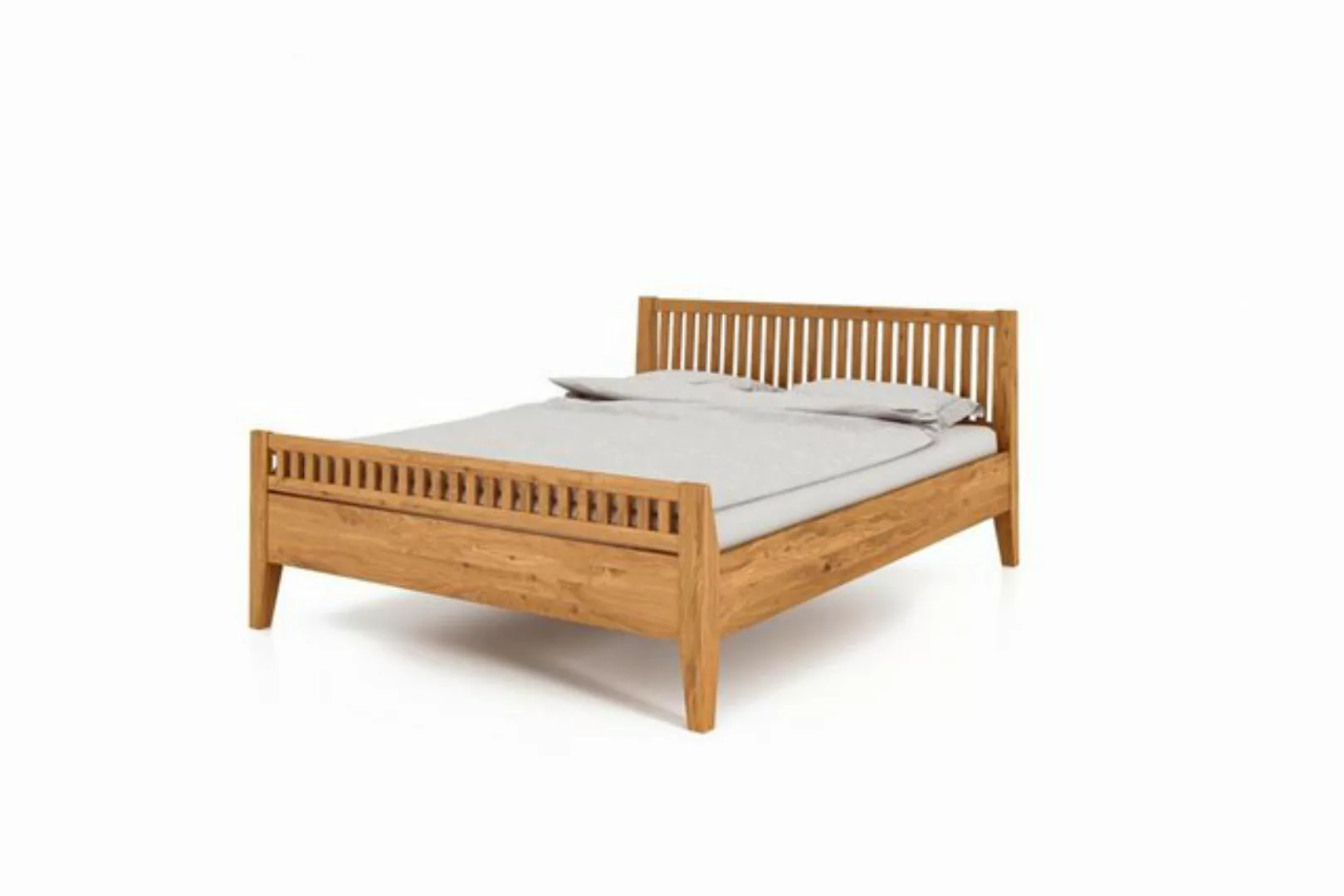 Natur24 Einzelbett Bett Sydo 2 Sonderlänge 100x220 Wildeiche Holzkopfteil h günstig online kaufen