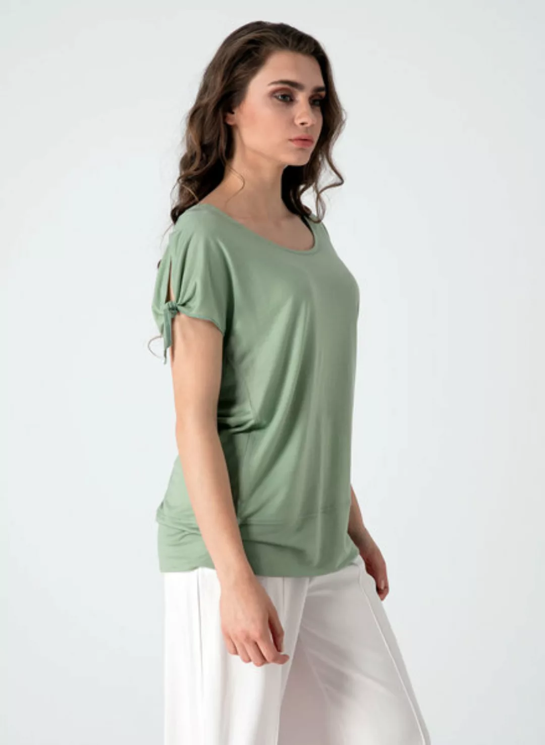 T-shirt Aus Tencel® Mit Knoten-detail Am Ärmel günstig online kaufen