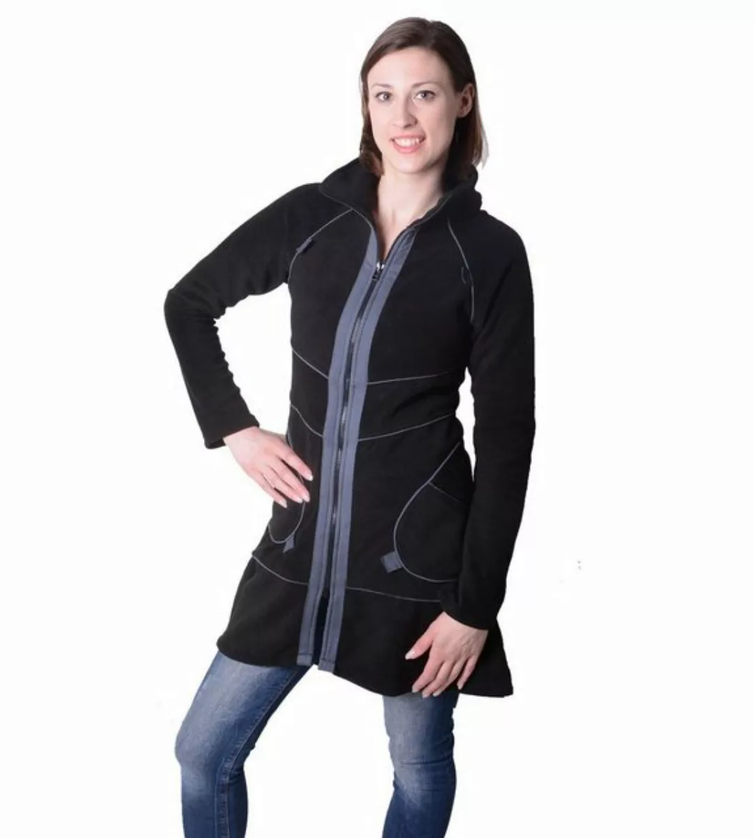 KUNST UND MAGIE Fleecejacke Patchwork Fleecemantel - Goa Hippie Jacke Damen günstig online kaufen