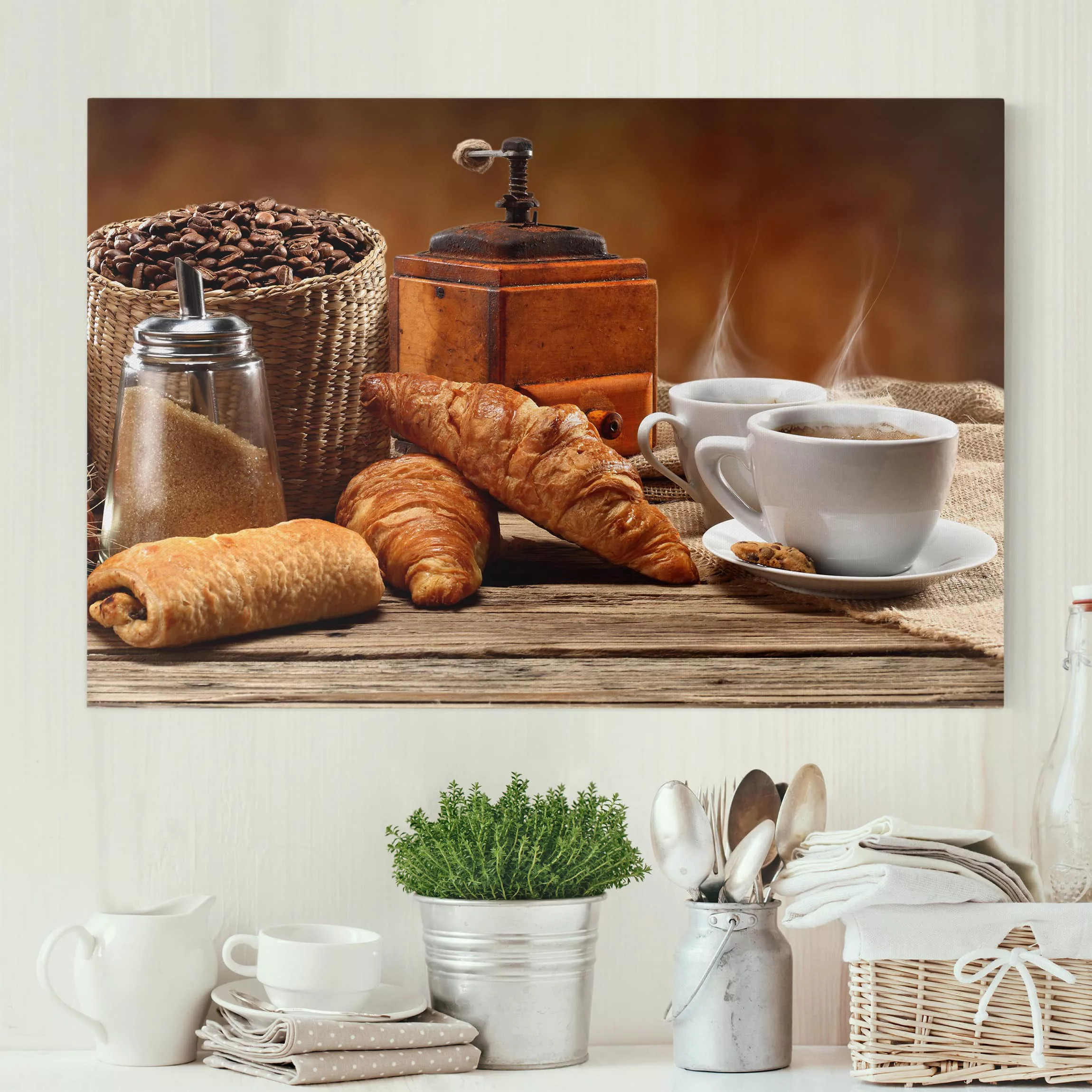 Leinwandbild Küche - Querformat Frühstückstisch günstig online kaufen