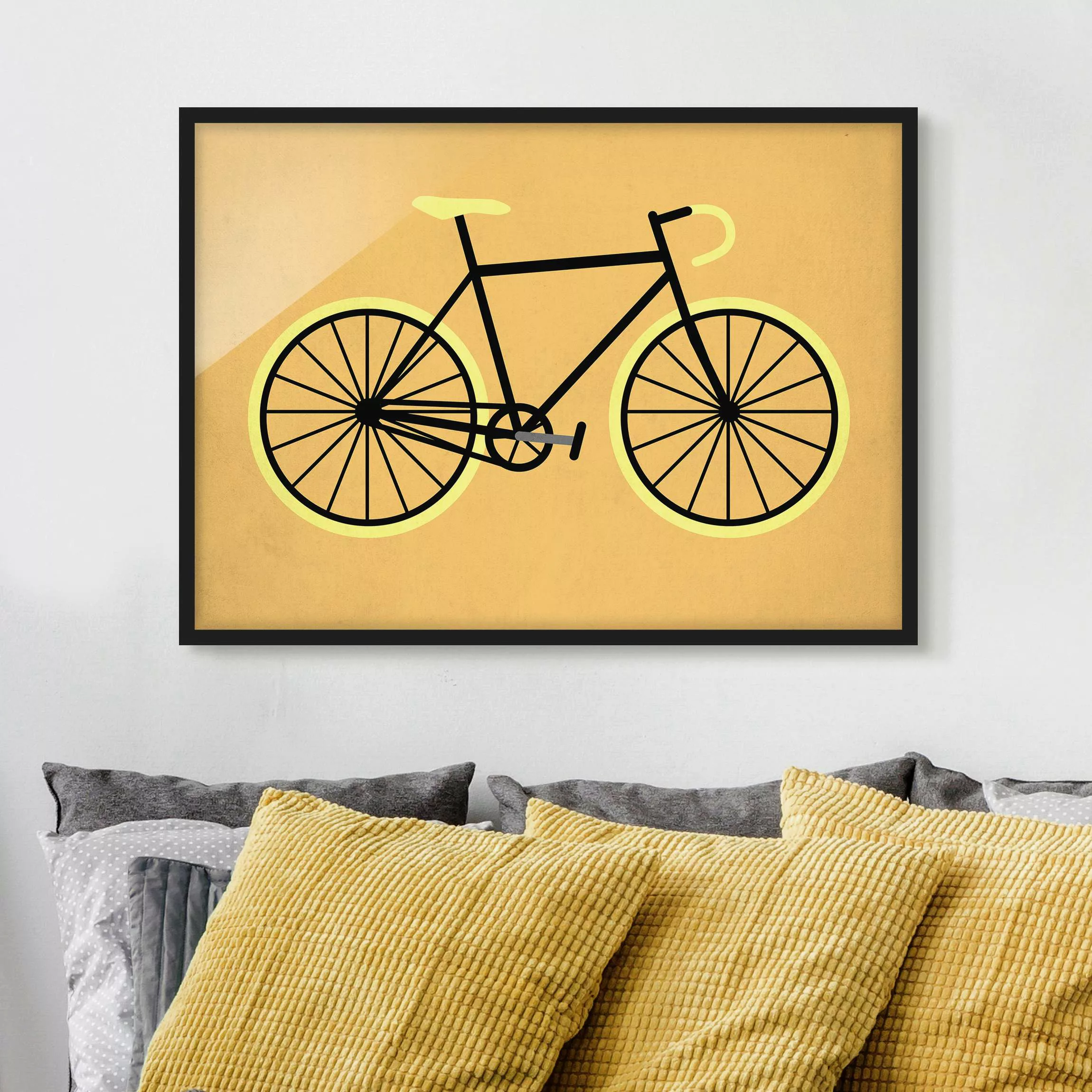 Bild mit Rahmen Fahrrad in Gelb günstig online kaufen