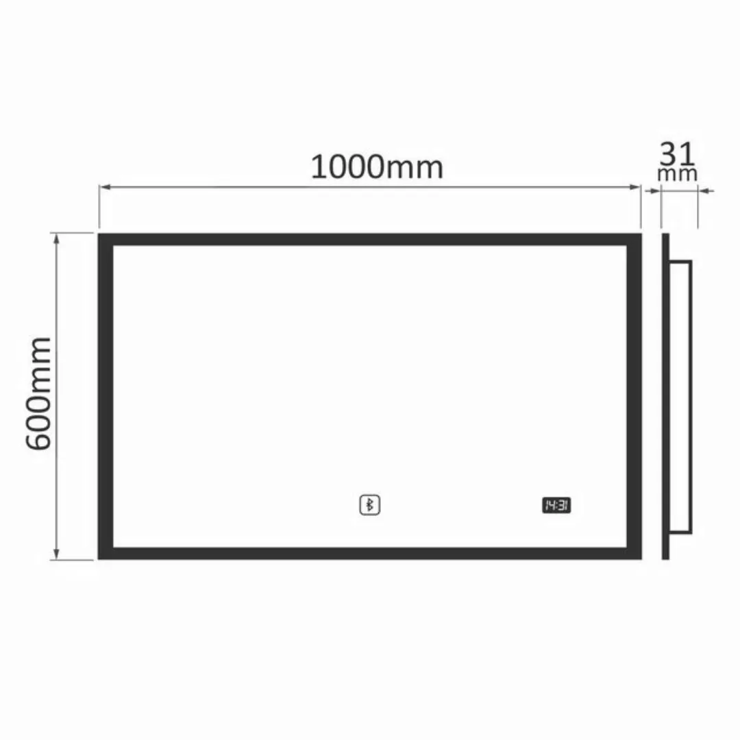 Aquamarin Badezimmerspiegelschrank Badspiegel mit LED - Touchschalter, Digi günstig online kaufen