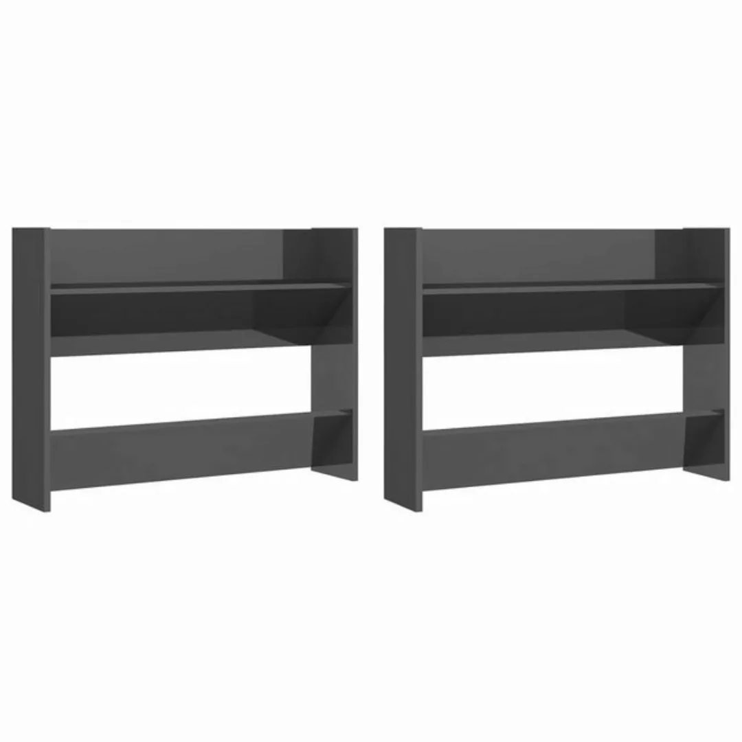 furnicato Hängeschuhschrank Wand-Schuhschränke 2 Stk. Hochglanz-Grau 80x18x günstig online kaufen