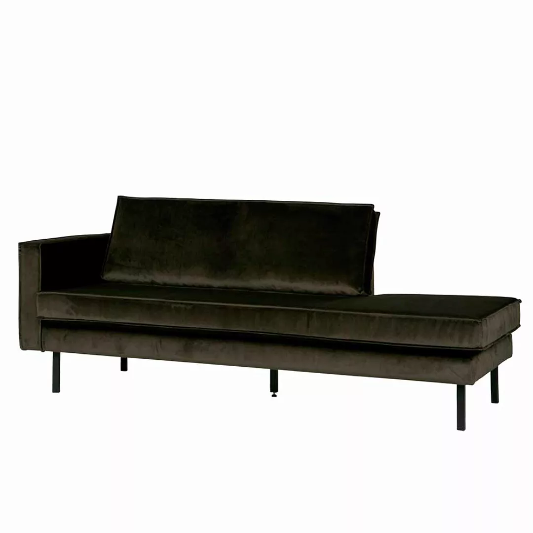 Sofa Recamiere in Dunkelgrün Samt Stoff günstig online kaufen