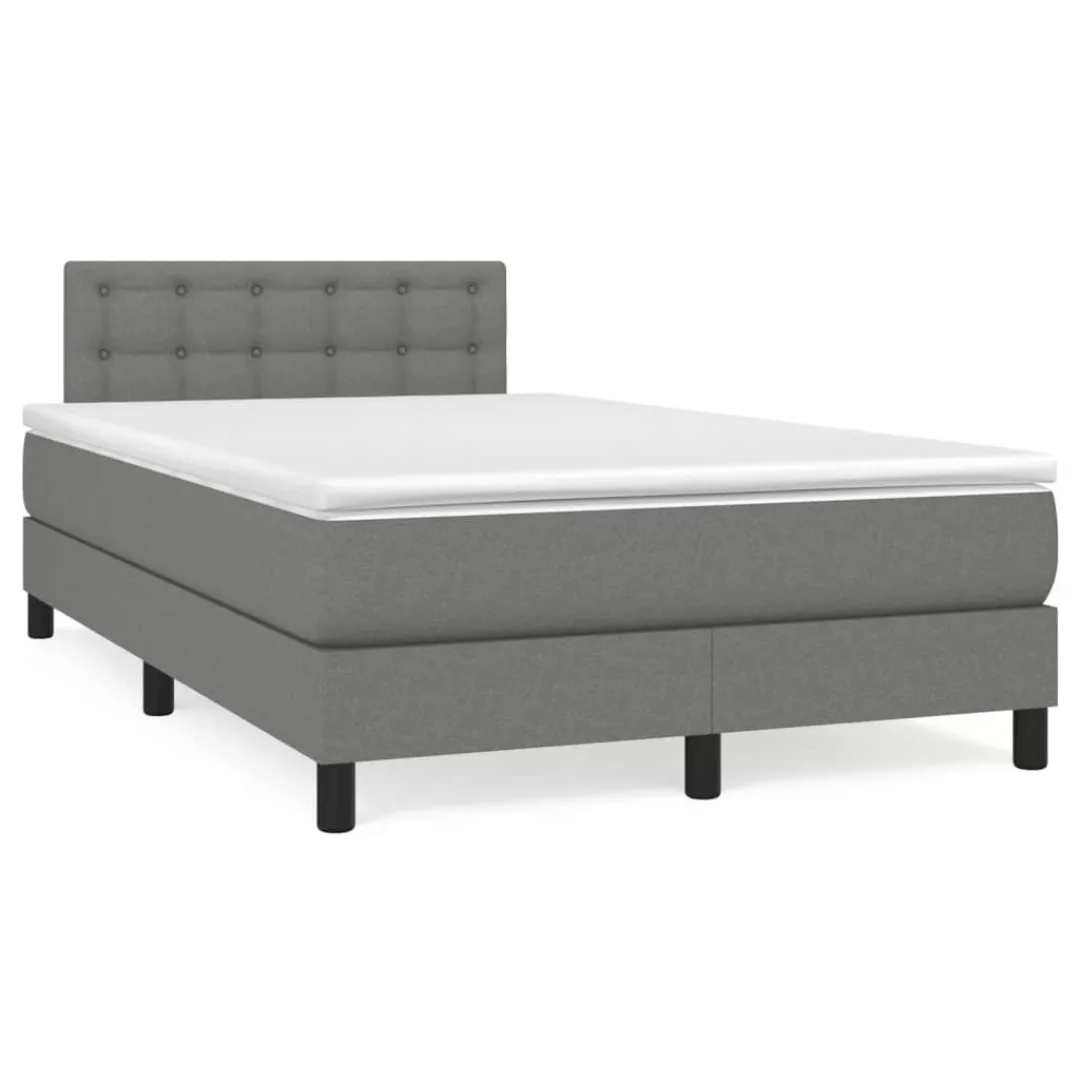 Vidaxl Boxspringbett Mit Matratze Dunkelgrau 120x200 Cm Stoff günstig online kaufen