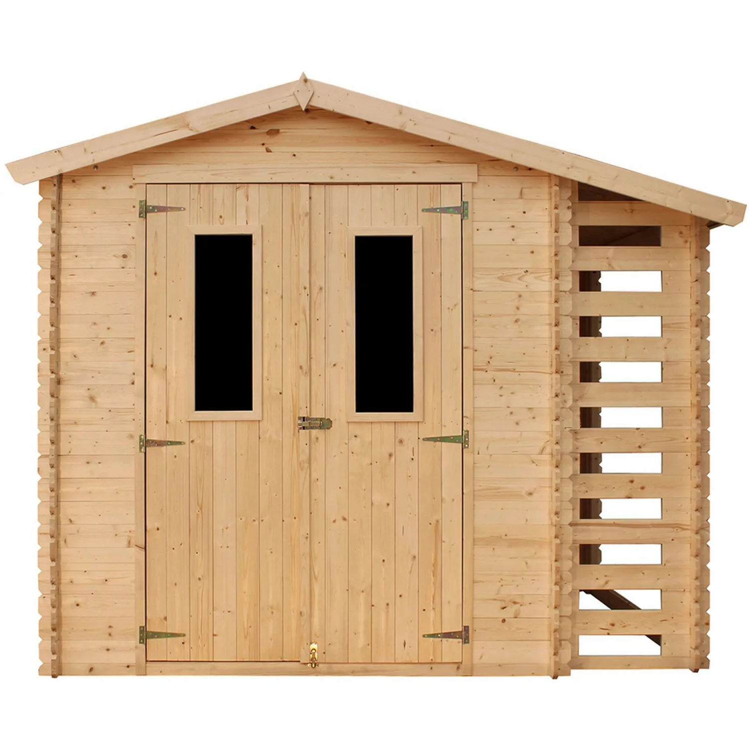 Timbela Holz-Gartenhaus mit Brennholzregal M386C+M386G 4,5 m² mit Boden günstig online kaufen