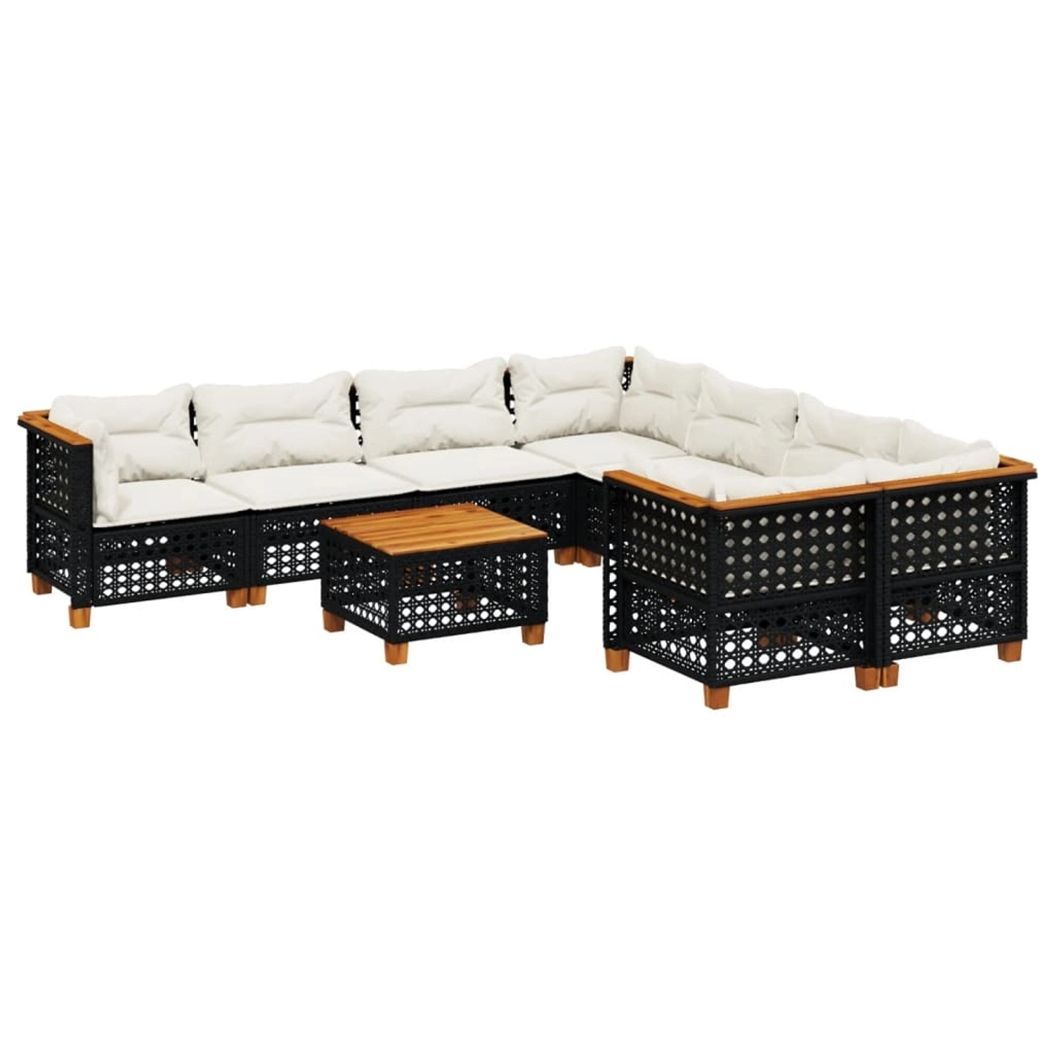 vidaXL 9-Tlg Garten-Sofagarnitur mit Kissen Schwarz Poly Rattan 3261776 günstig online kaufen