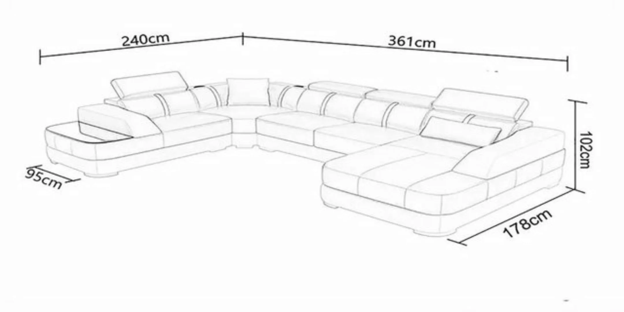 Xlmoebel Ecksofa Großes Ledersofa für das Wohnzimmer mit modernem Design un günstig online kaufen