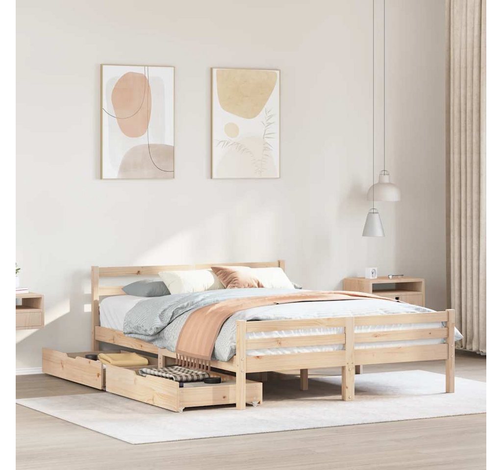 vidaXL Bett, Massivholzbett ohne Matratze 135x190 cm Kiefernholz günstig online kaufen