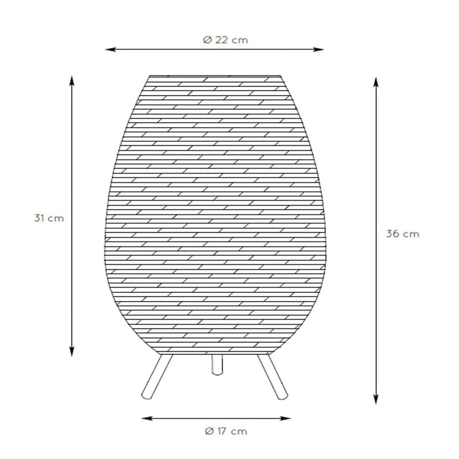 Tischleuchte Colin aus Rattan, Ø22cm natur/schwarz günstig online kaufen