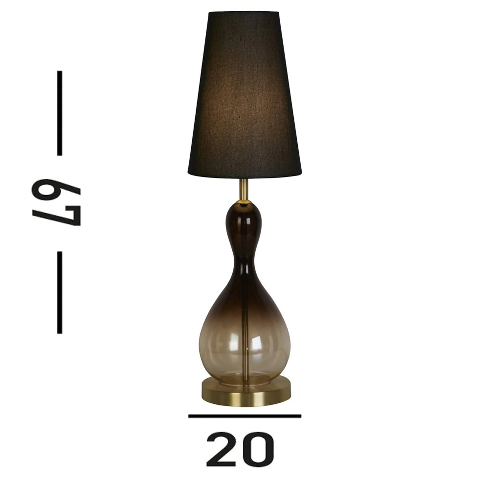 Tischlampe Marakesh schwarz/rauchgrau Höhe 67 cm Textil/Glas günstig online kaufen