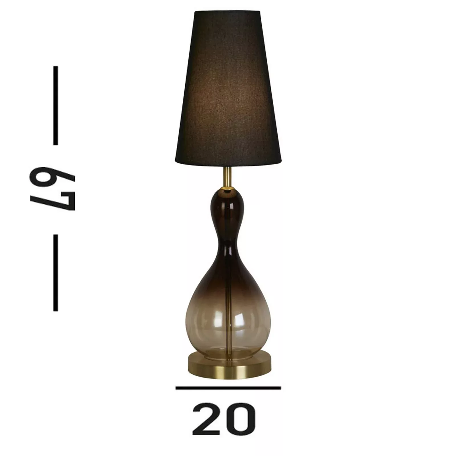 Tischlampe Marakesh schwarz/rauchgrau Höhe 67 cm Textil/Glas günstig online kaufen