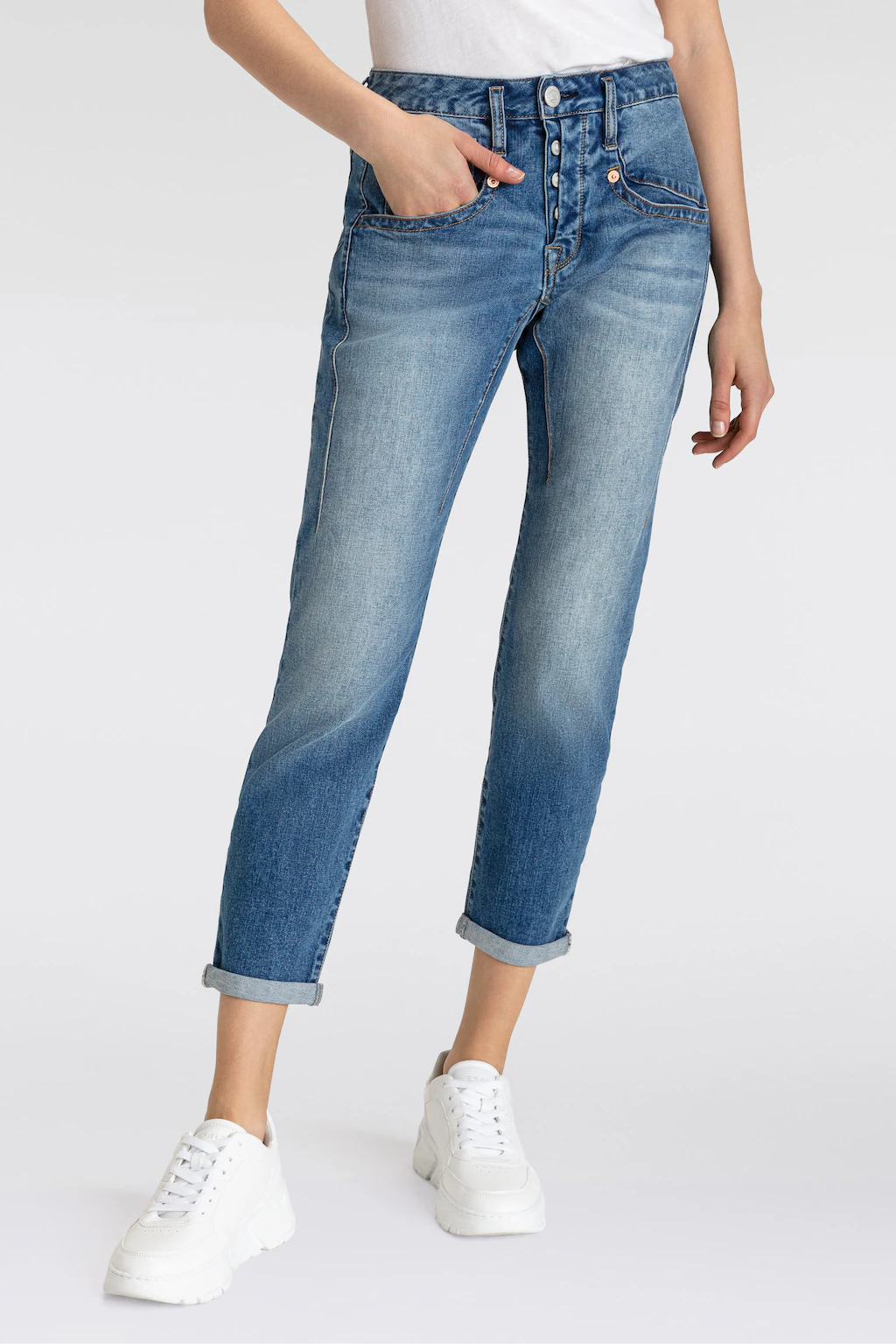 Herrlicher 7/8-Jeans "Shyra Cropped Organic Denim", mit halb verdeckter Kno günstig online kaufen