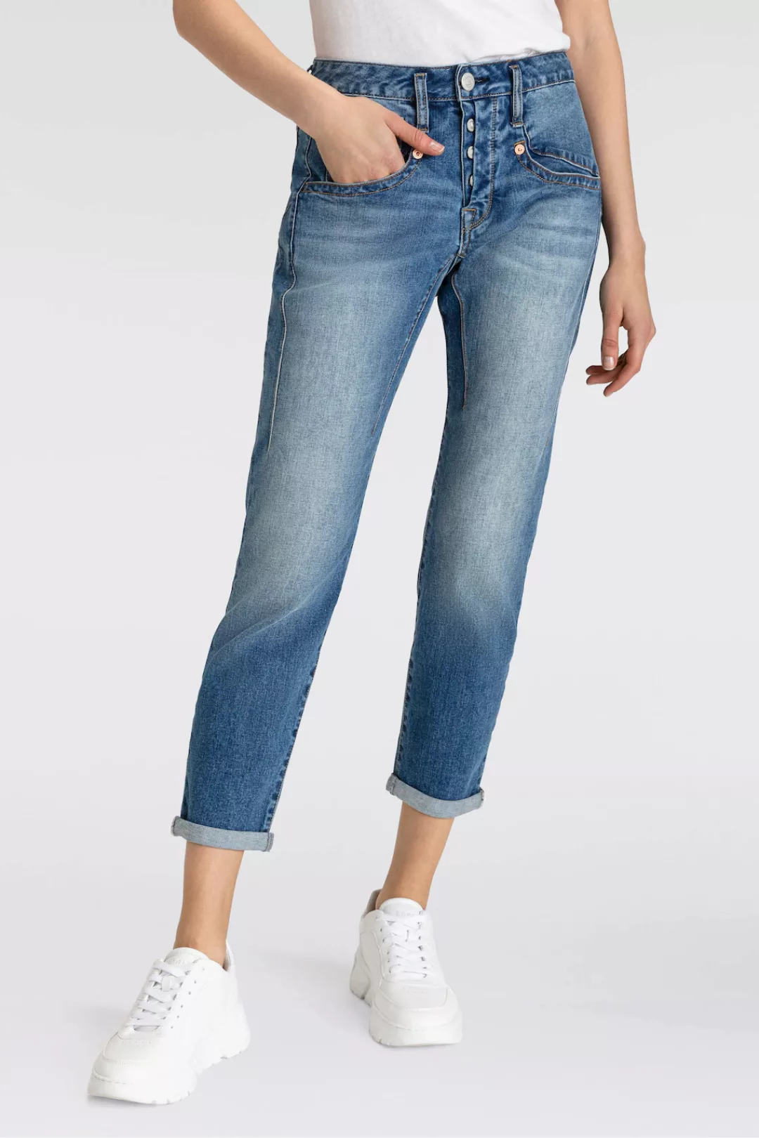 Herrlicher 7/8-Jeans "Shyra Cropped Organic Denim", mit halb verdeckter Kno günstig online kaufen