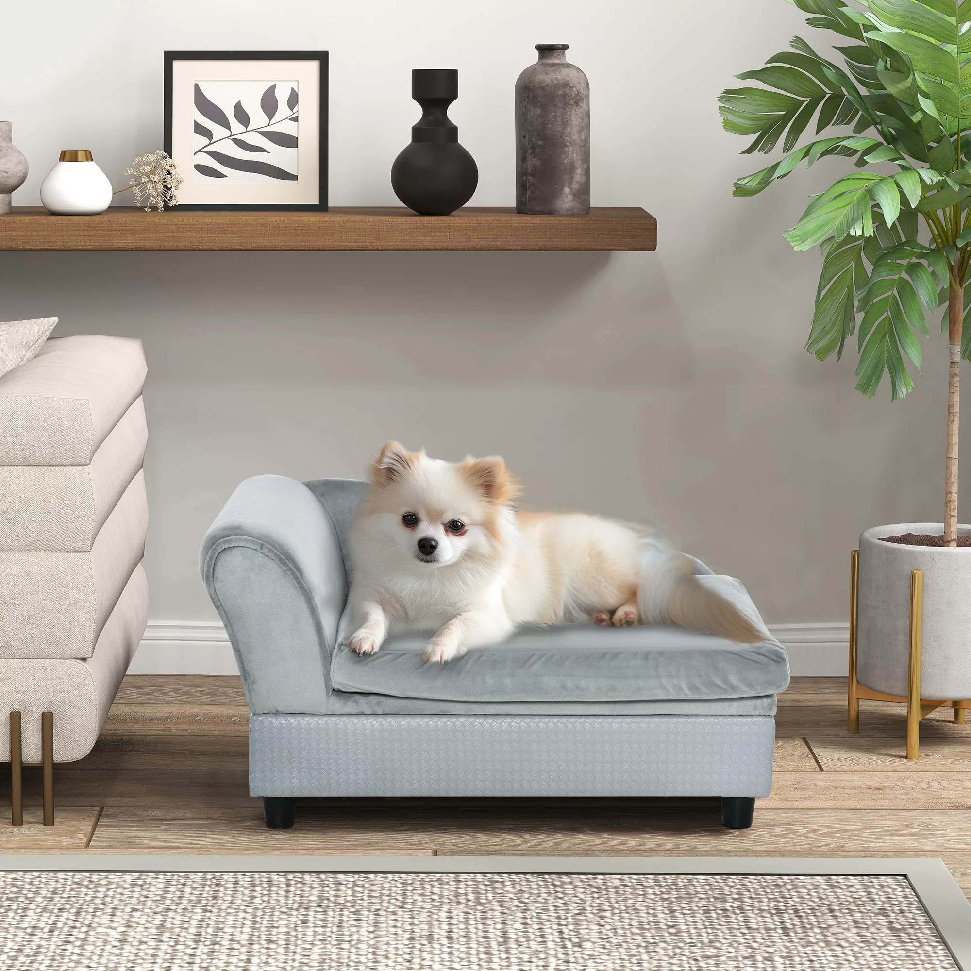 PawHut Hundebett Sofa 76x45x41,5cm mit Stauraum und hoher Rückenlehne, bela günstig online kaufen