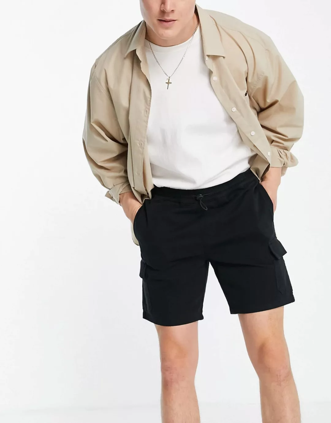 ASOS DESIGN – Schwarze Cargoshorts günstig online kaufen