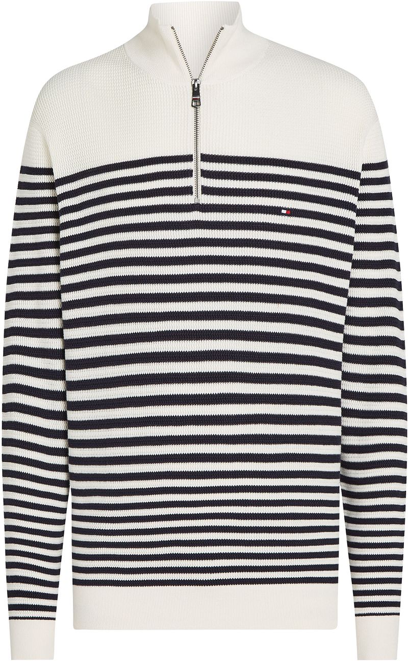 Tommy Hilfiger Racking Half-Zip Structure Streifen Weiß Navy - Größe XL günstig online kaufen