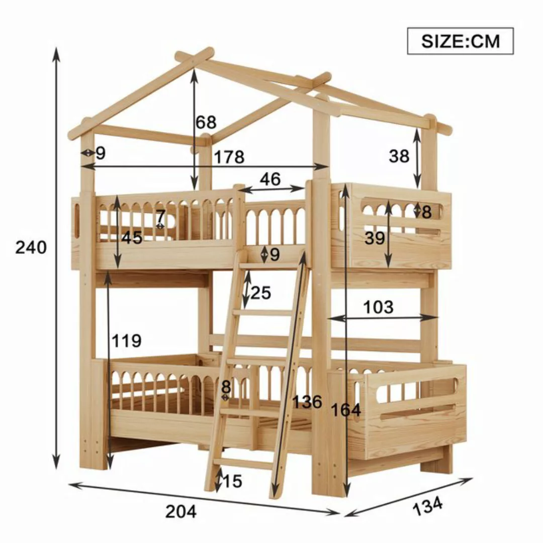 Gotagee Kinderbett Etagenbett Hausbett Kinderbett Absturzsicherung 90x200cm günstig online kaufen