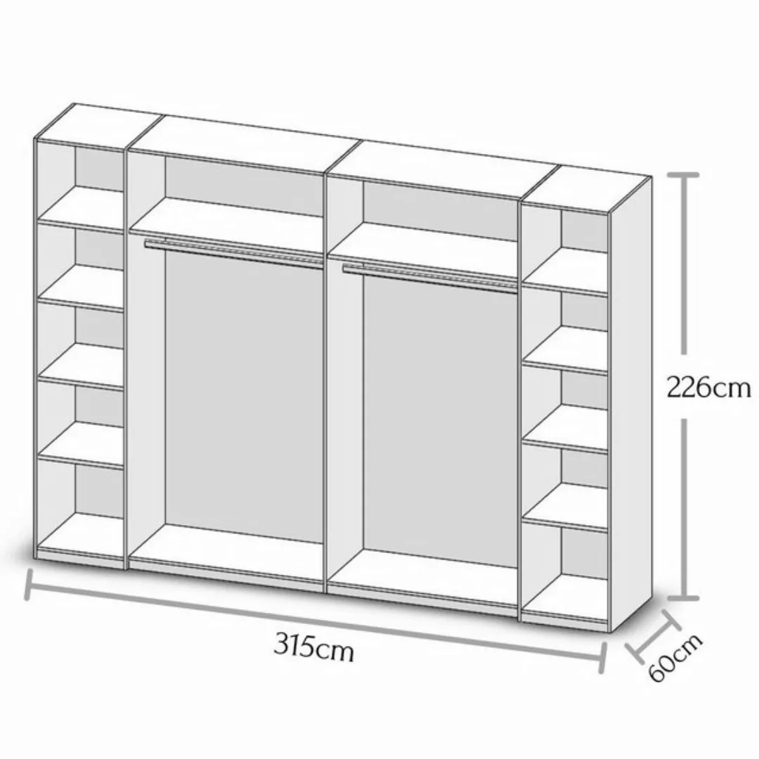 Pol-Power Kleiderschrank 315 x 225 x 61 cm (B/H/T) günstig online kaufen