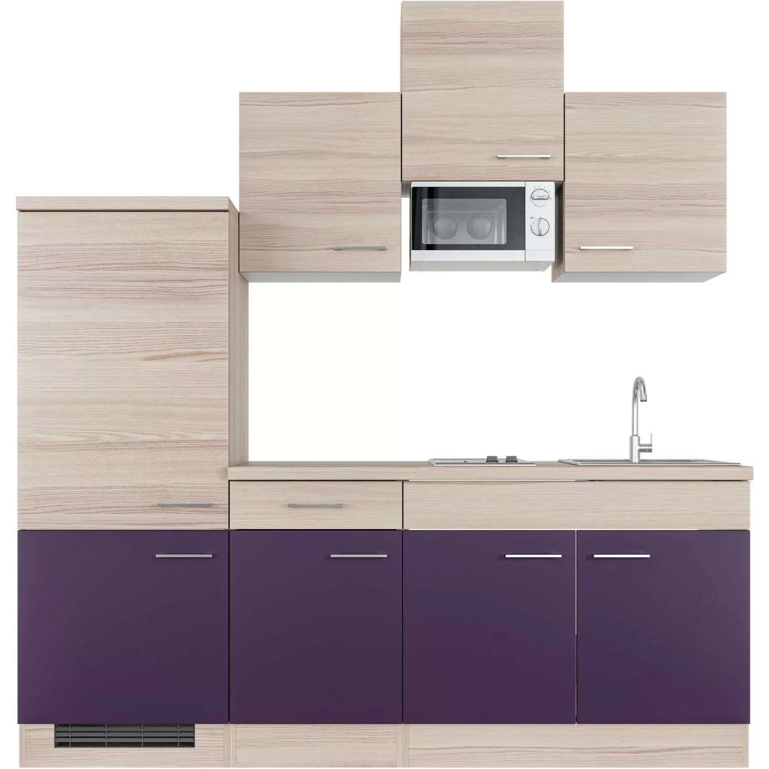 Flex-Well Exclusiv Küchenzeile Focus 210 cm Akazie - Aubergine günstig online kaufen