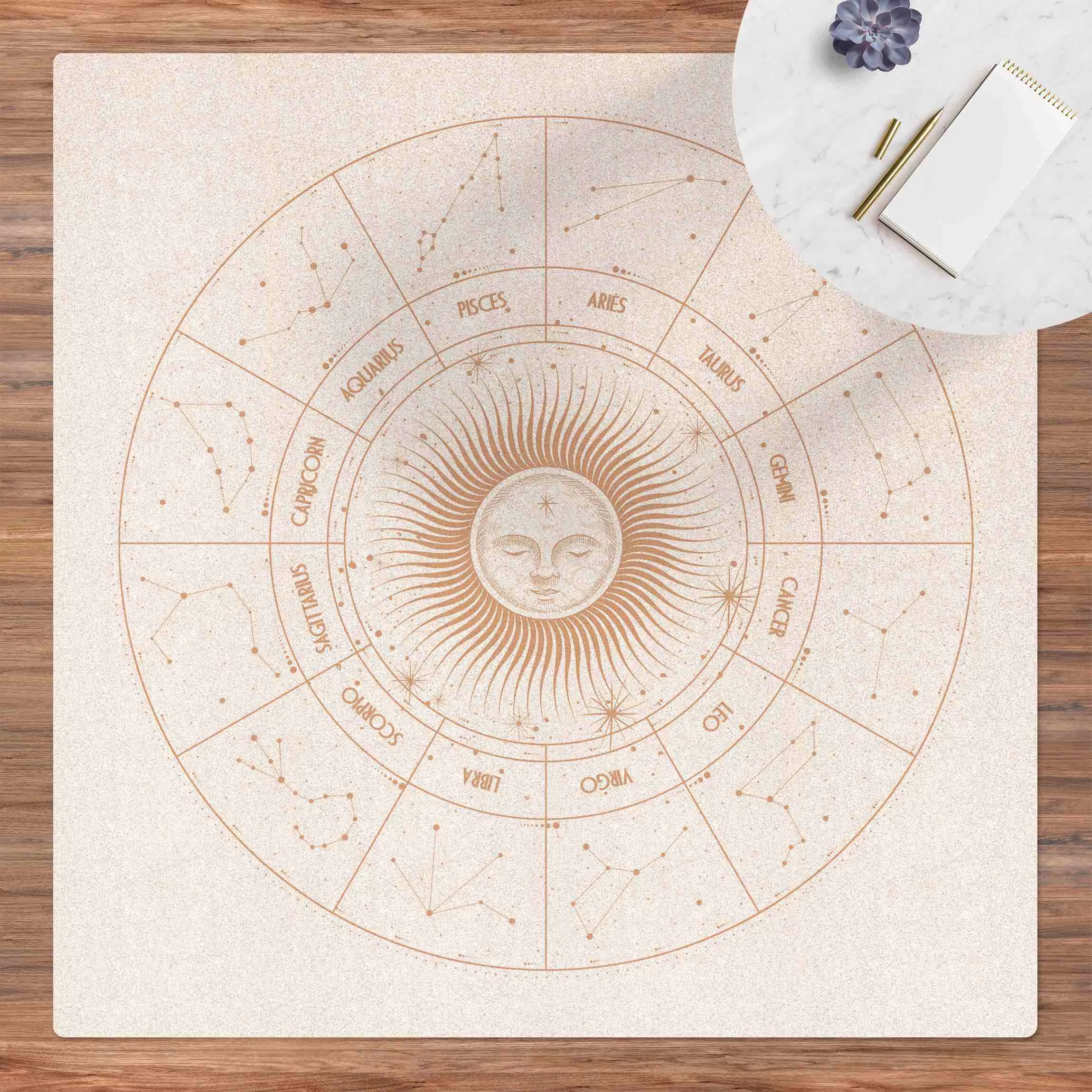 Kork-Teppich Astrologie Sternzeichen im Sonnenkreis günstig online kaufen