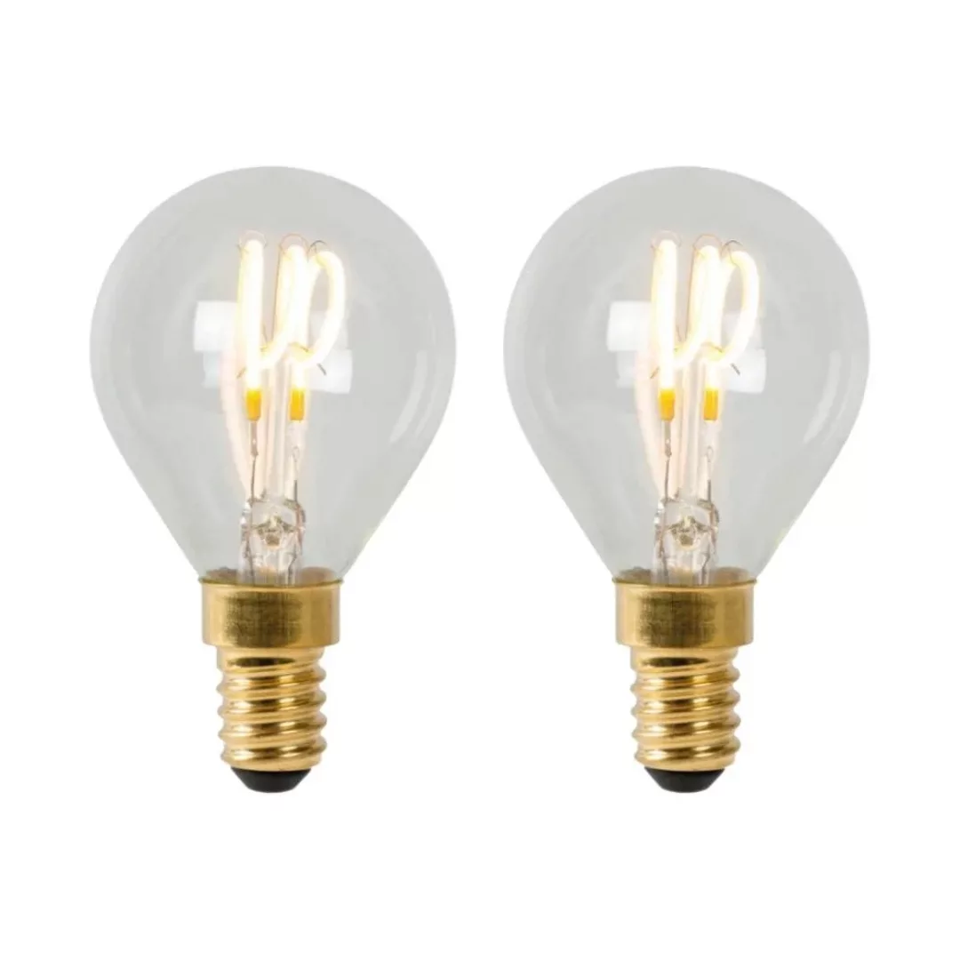 LED Leuchtmittel E14 - Tropfen P45 in Transparent 3W 210lm 2700K 2er-Pack günstig online kaufen