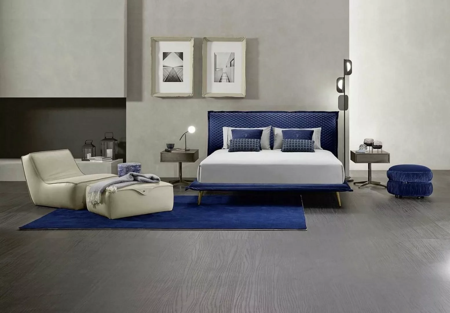 JVmoebel Bett Doppelbett Betten Bettrahmen Bett Holz Schlafzimmer Blau Klas günstig online kaufen