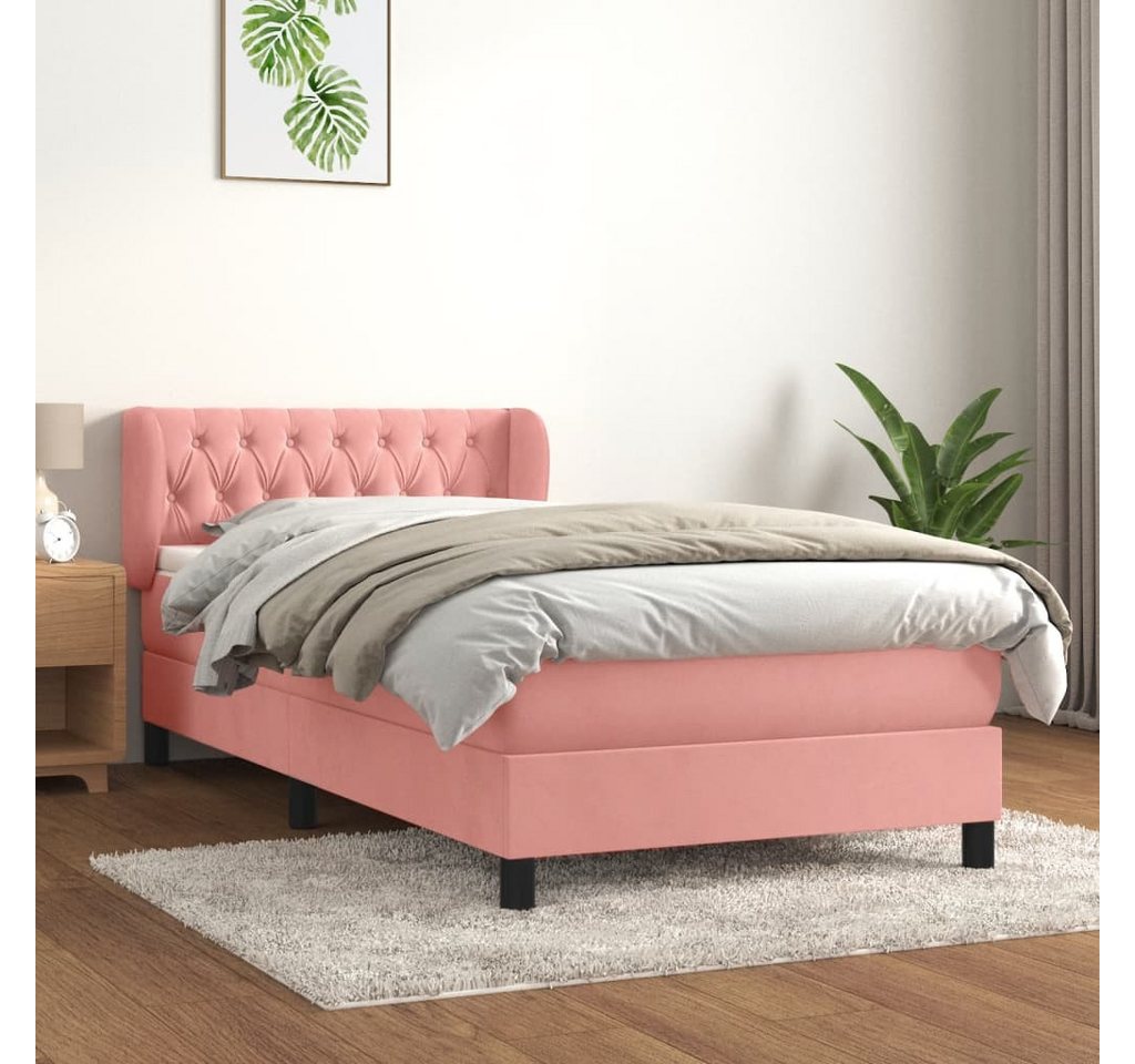 vidaXL Boxspringbett, Boxspringbett mit Matratze Rosa 90x190 cm Samt günstig online kaufen