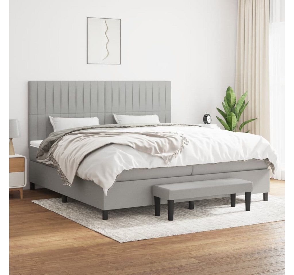 vidaXL Boxspringbett Boxspringbett mit Matratze Hellgrau 200x200 cm Stoff B günstig online kaufen