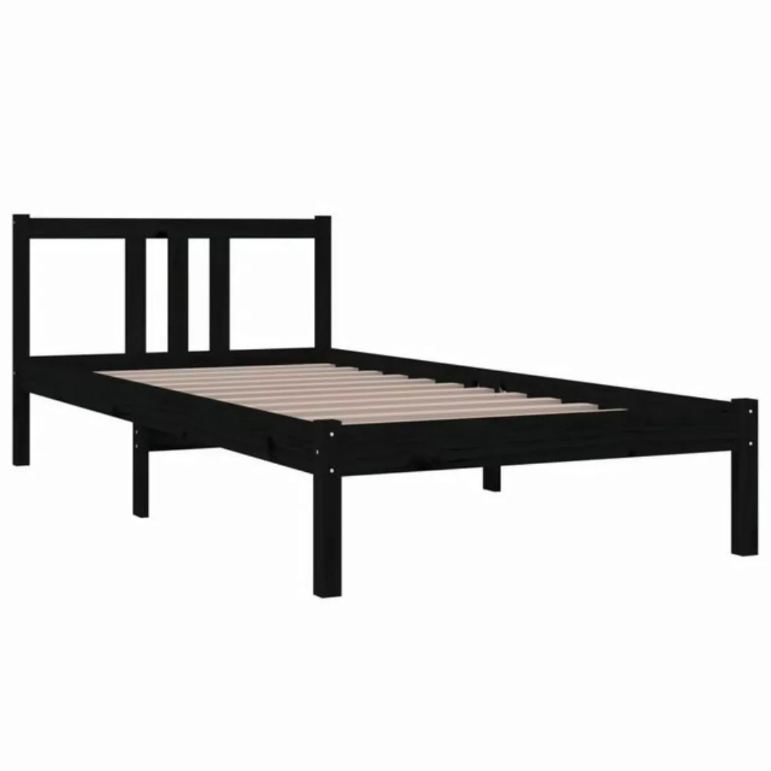 furnicato Bettgestell Massivholzbett Schwarz 90x200 cm (1-tlg) günstig online kaufen