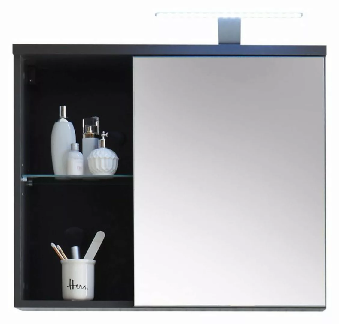 freiraum Badezimmerspiegelschrank Grey in Glas Grau mit Absetzungen in Grau günstig online kaufen