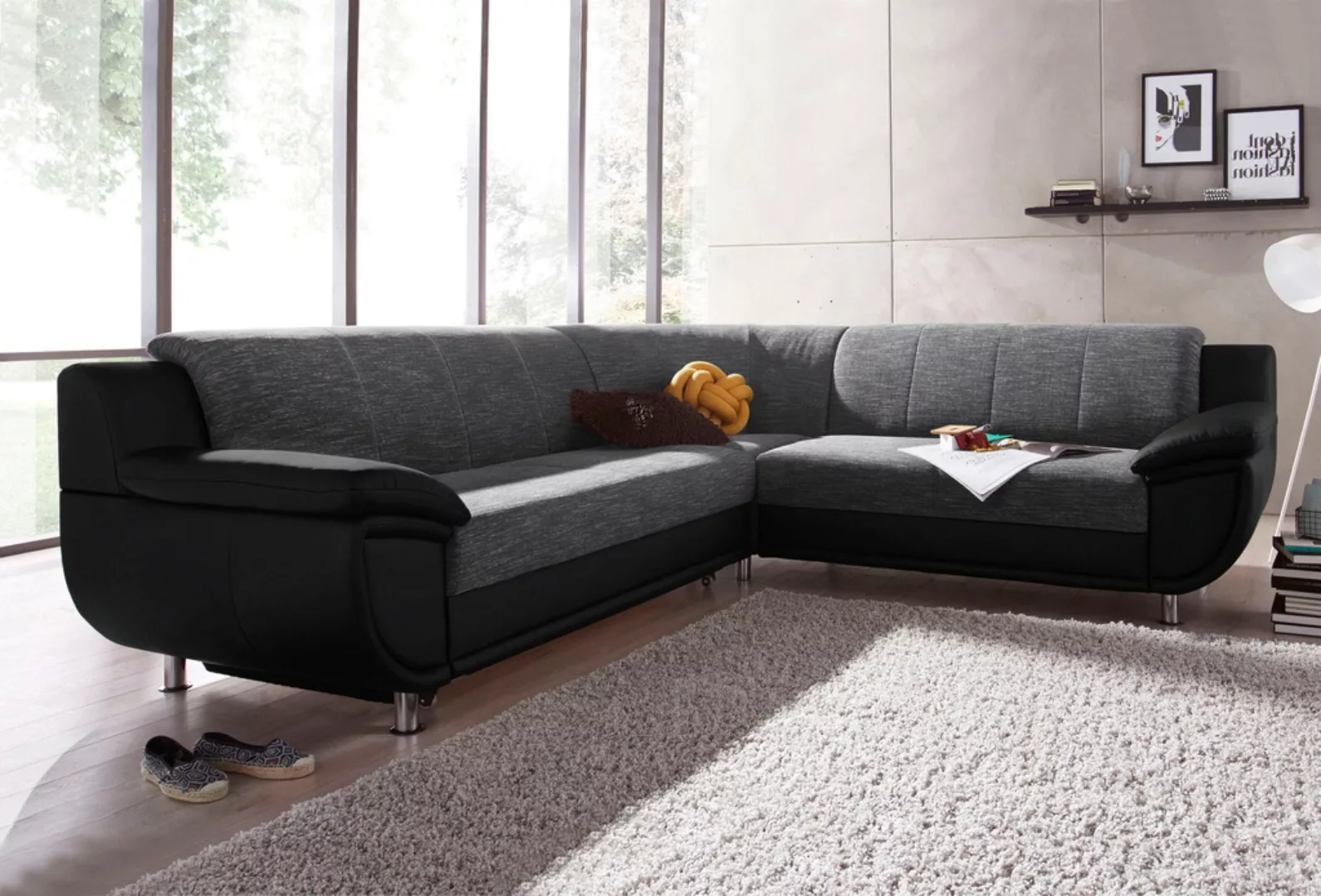 TRENDMANUFAKTUR Ecksofa "Rondo 3, zeitlos und modern, im Materialmix, L-For günstig online kaufen