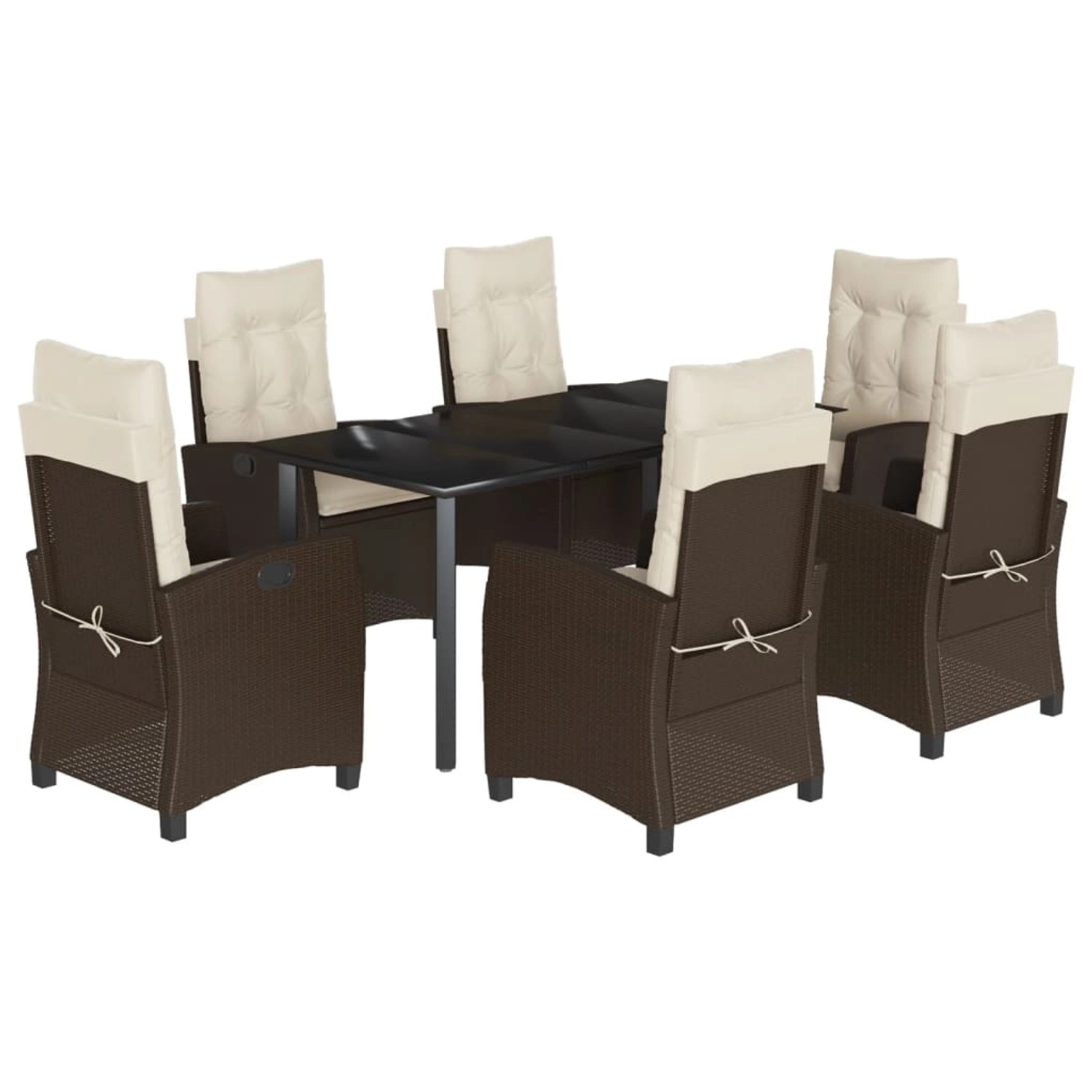 vidaXL 7-Tlg Garten-Essgruppe mit Kissen Braun Poly Rattan 3212777 günstig online kaufen