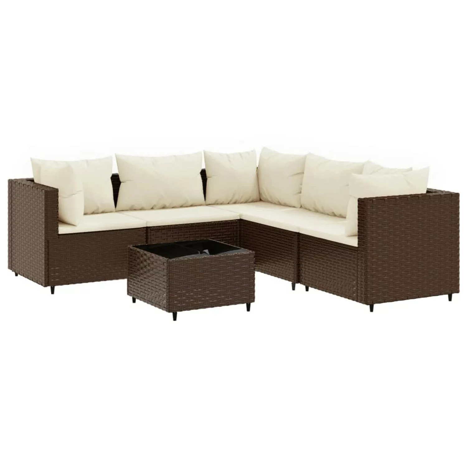 vidaXL 6-tlg Garten-Lounge-Set mit Kissen Braun Poly Rattan Modell 8 günstig online kaufen