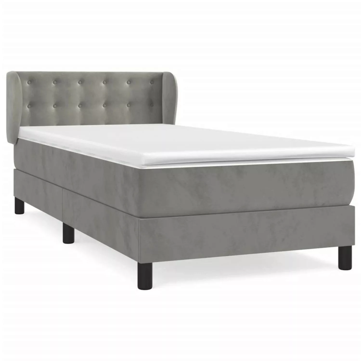 vidaXL Boxspringbett mit Matratze Hellgrau 90x190 cm Samt1537426 günstig online kaufen