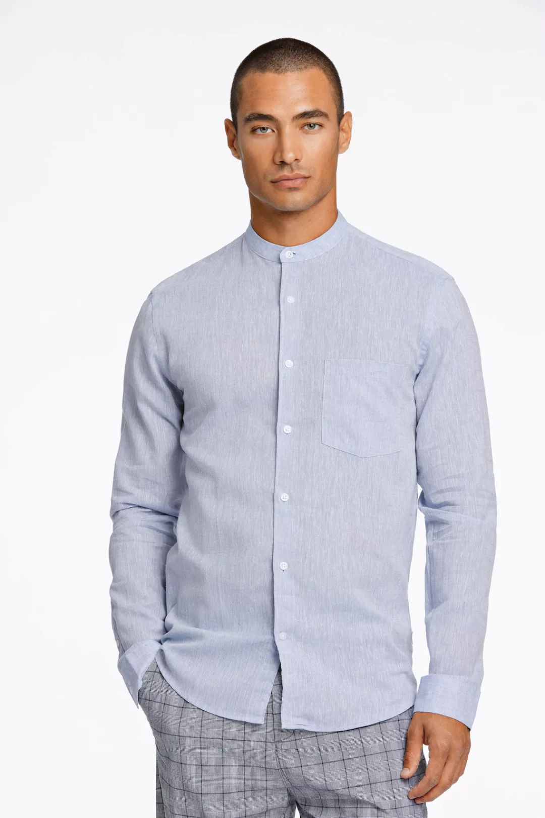 LINDBERGH Leinenhemd mit Mandarin-Stehkragen und aus einem Leinen-Baumwoll- günstig online kaufen
