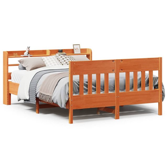 vidaXL Bett, Massivholzbett ohne Matratze Wachsbraun 140x190 cm Kiefernholz günstig online kaufen