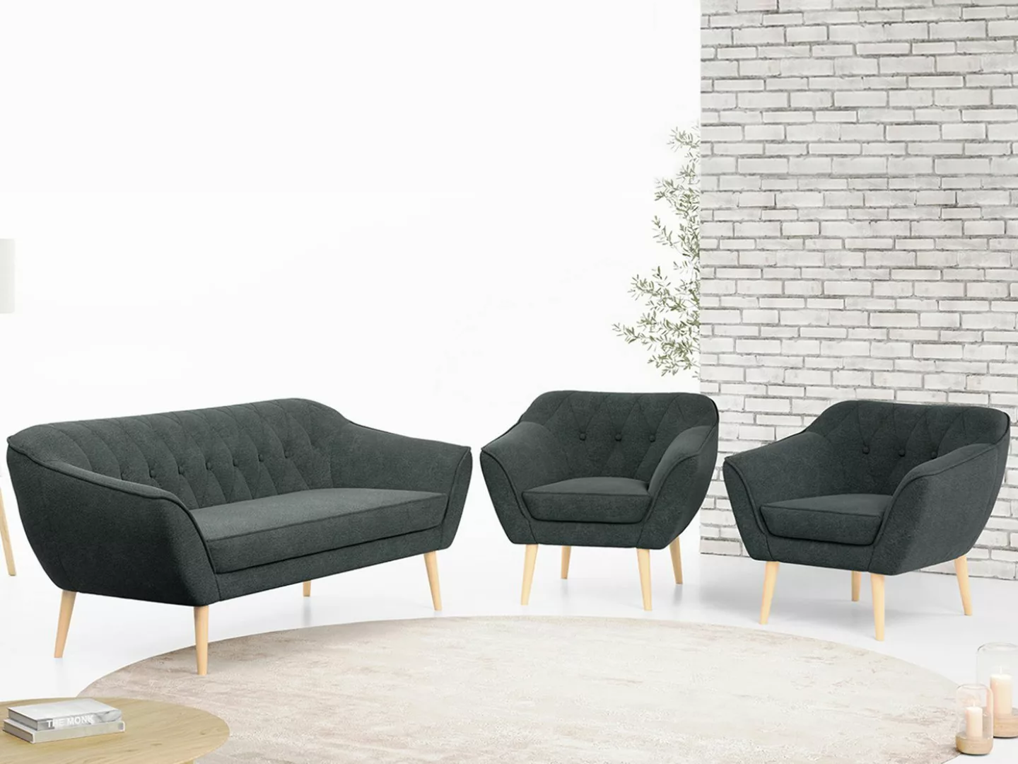 MKS MÖBEL Sofa PIRS 3 1 1, Set, Sofa, Sessel, T30-Schaum, Holzbeine, mit Re günstig online kaufen