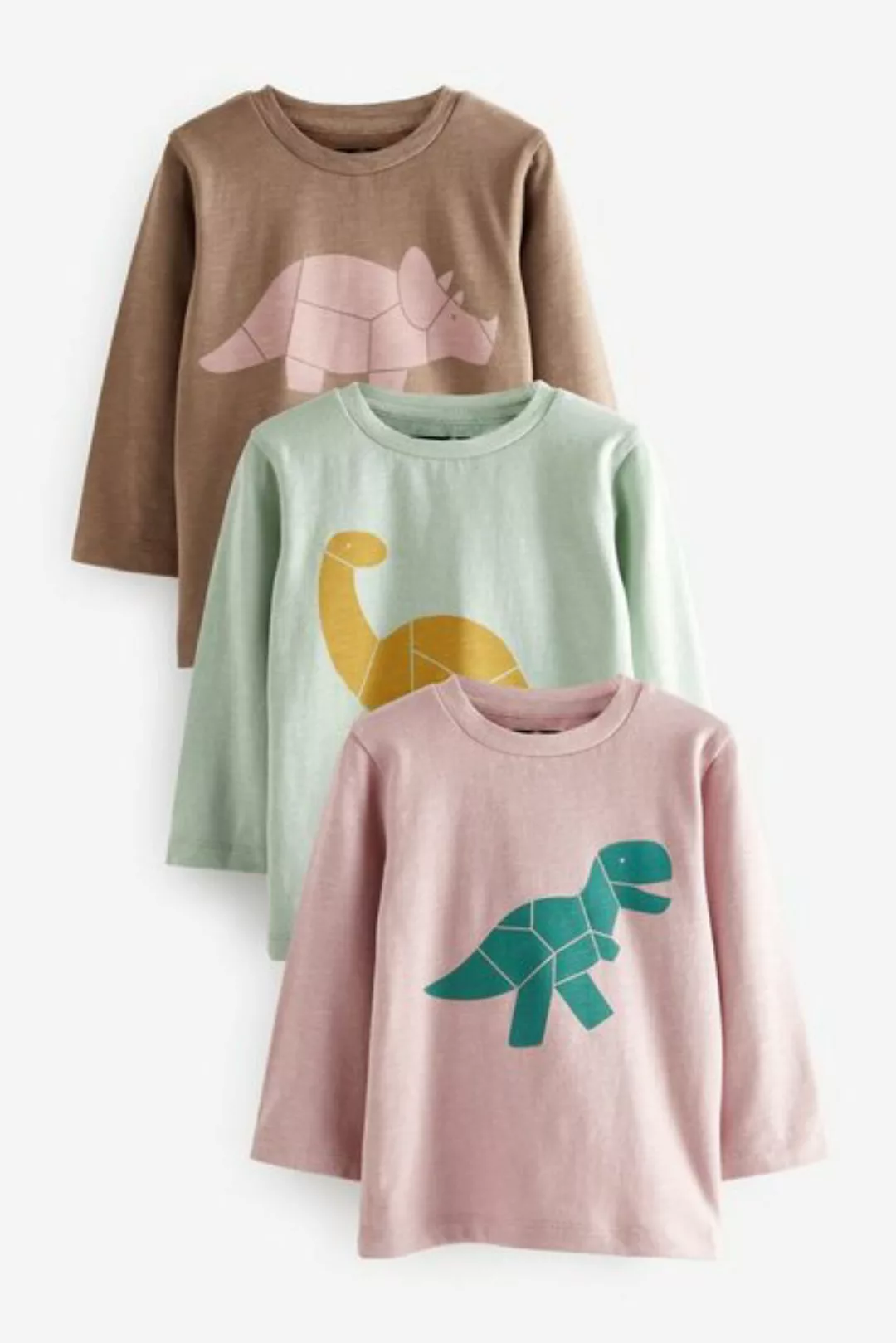 Next Langarmshirt Langarm-Shirt mit Dinosaurier-Design im 3er-Pack (3-tlg) günstig online kaufen